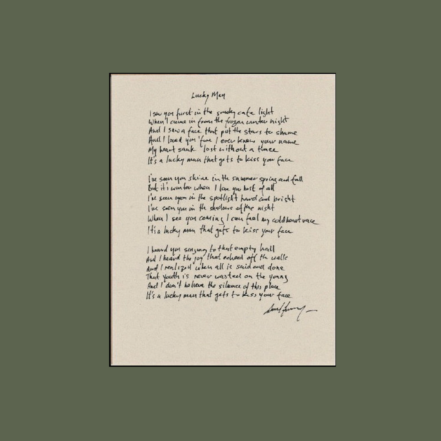 Original Handwritten Lyrics