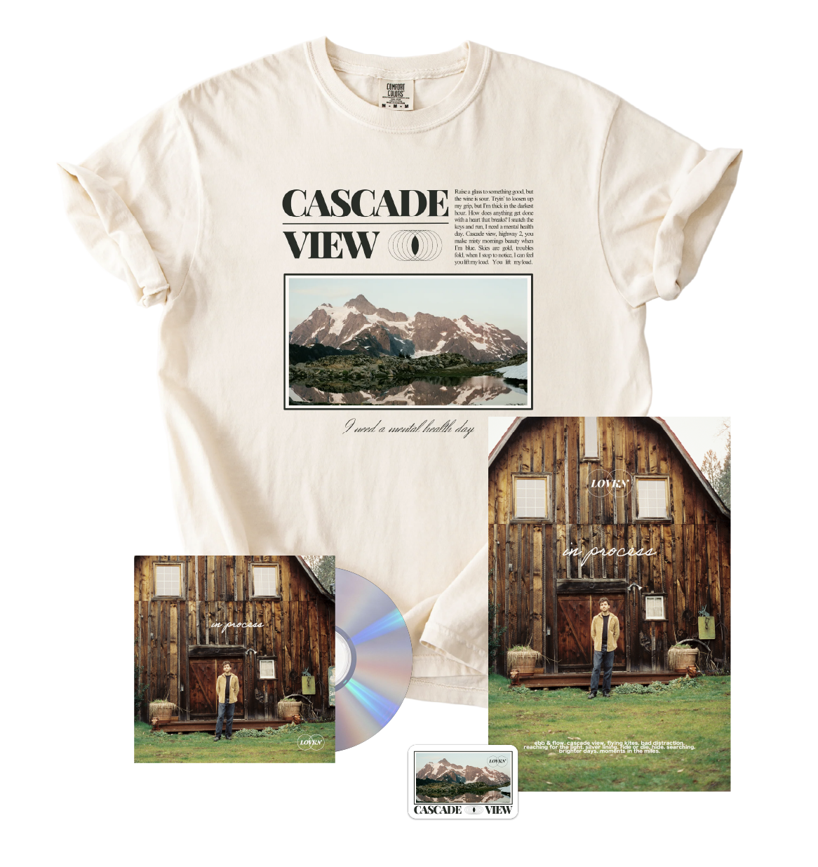 LOVKN / In Process CD, Tee, Poster and Sticker - Ultimate Bundle